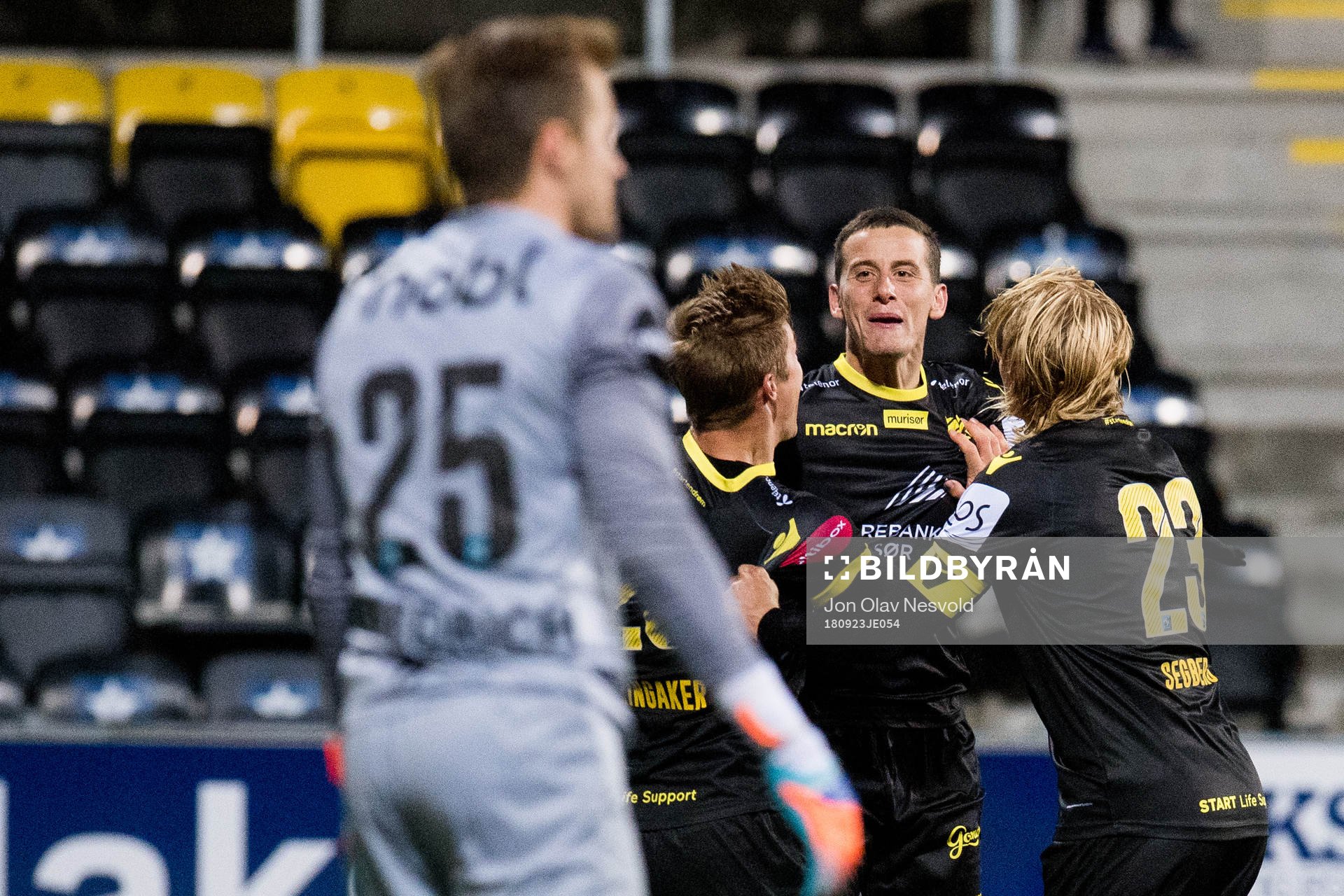 Herolind Shala of Start celebrates the 1-2 goal with his