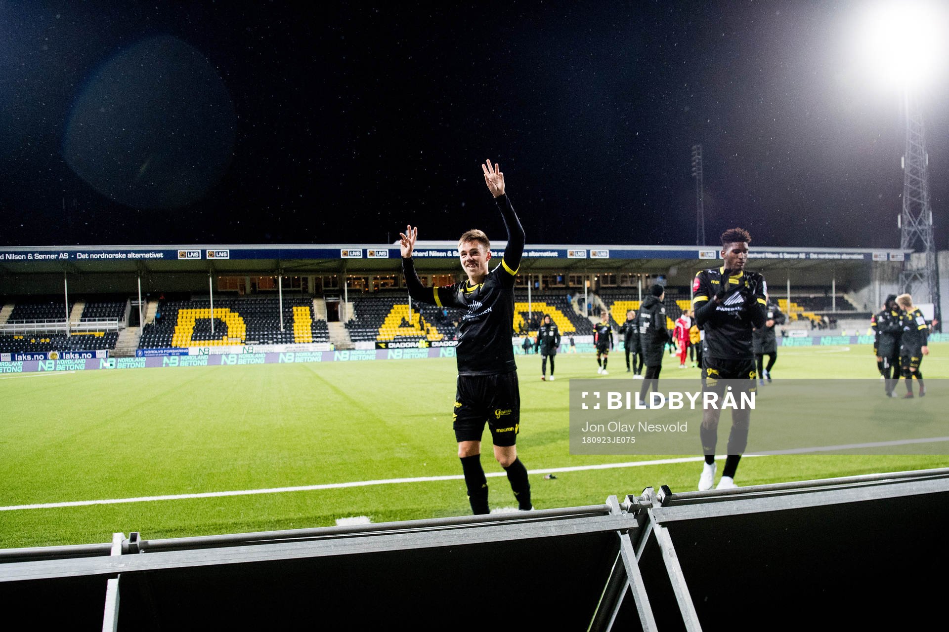 Espen Hammer Berger of Start celebrates after the Eliteserien match between Bodø/Glimt and Start on September 23, 2018 in Bodø.