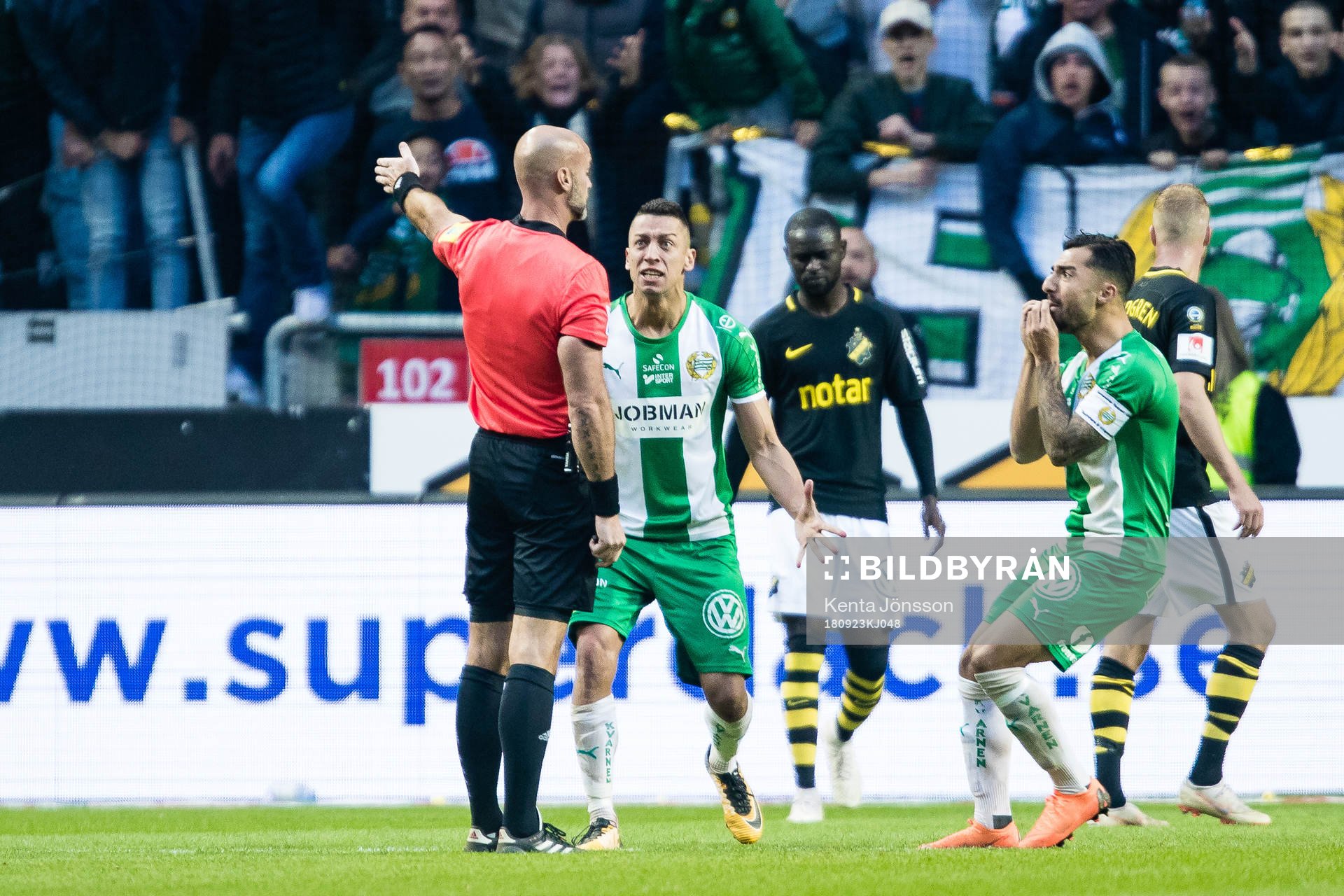 Hammarbys Nikola Djurdjic , Jiloan Hamad och Björn Paulsen