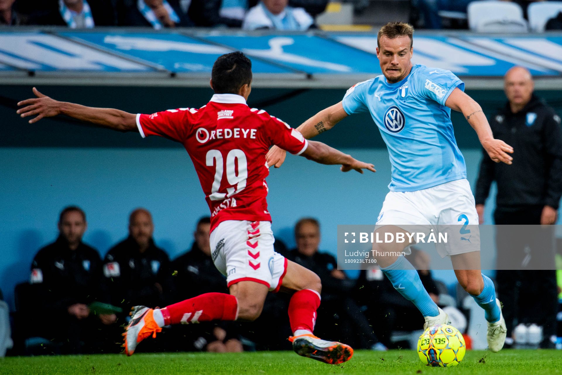 Malmö FFs Eric Larsson och Kalmars Romário Pereira Sipião