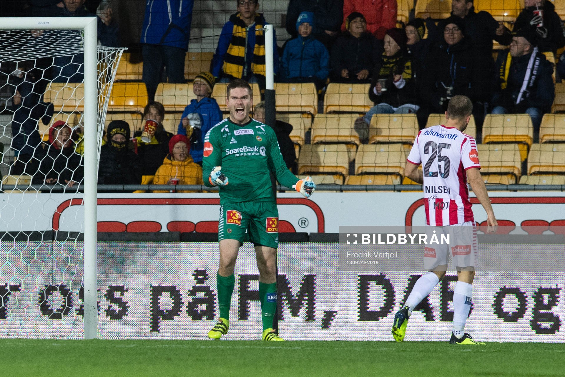 Goalkeeper Gudmund Kongshavn of Tromsø celebrates