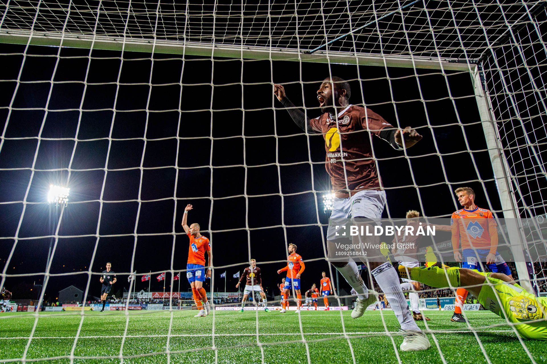 Olivier Occéan of Mjøndalen celebrates