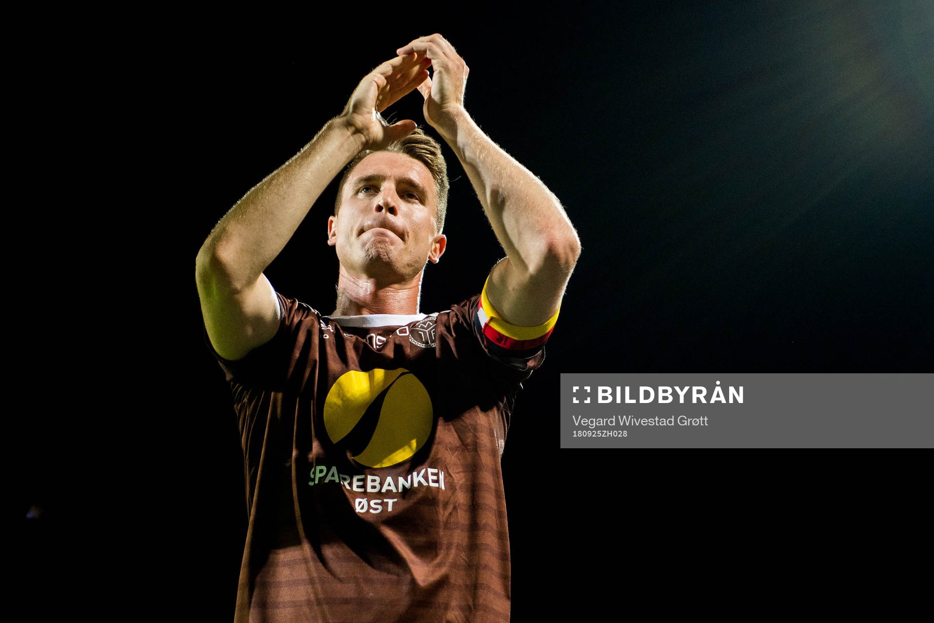 Christian Gauseth of Mjøndalen celebrates after the OBOS-ligaen match between Mjøndalen and Aalesund on September 25, 2018 in Mjøndalen.