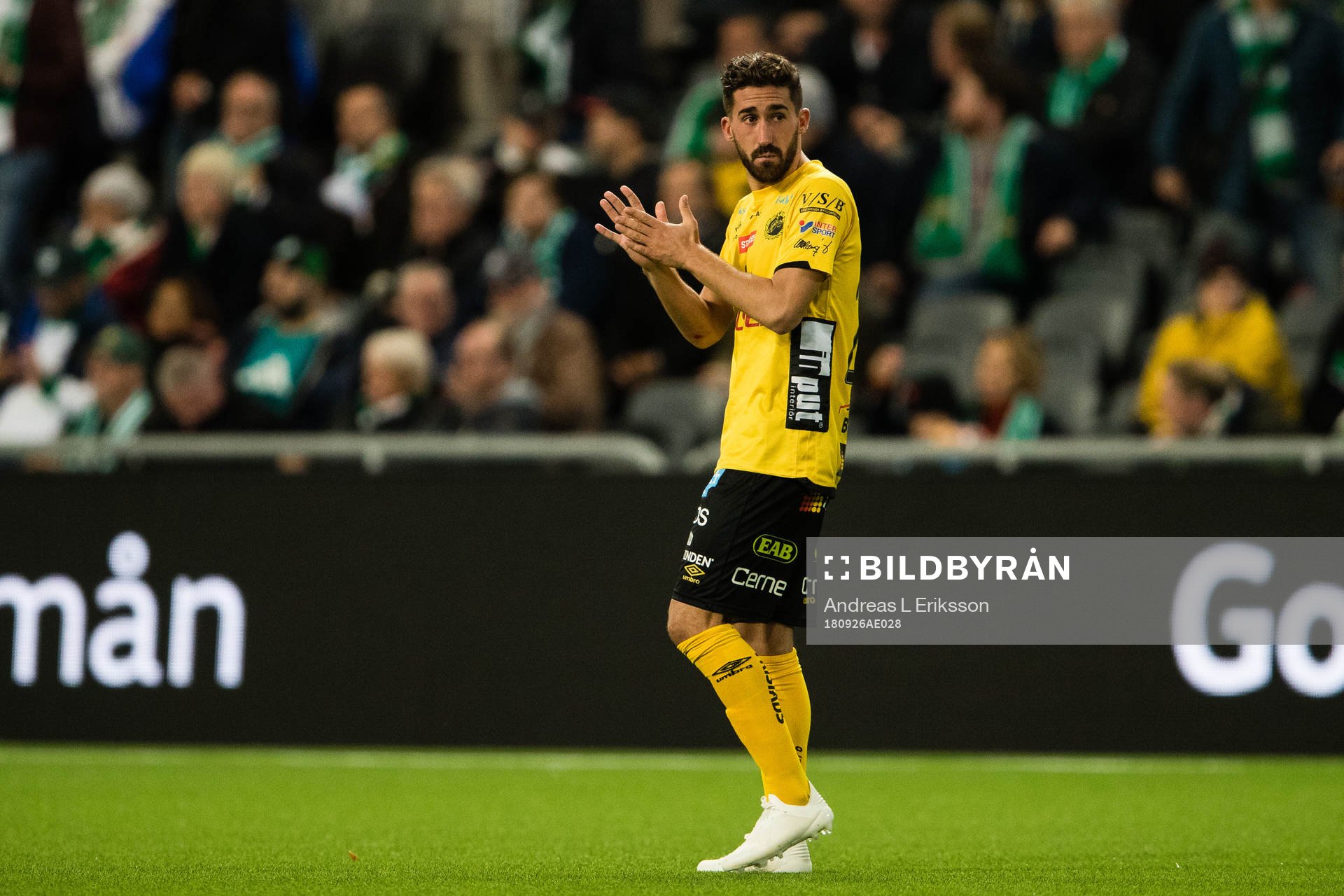 Elfsborgs Frederik Holst under fotbollsmatchen i Allsvenskan mellan Hammarby och Elfsborg den 26 september 2018 i Stockholm. 