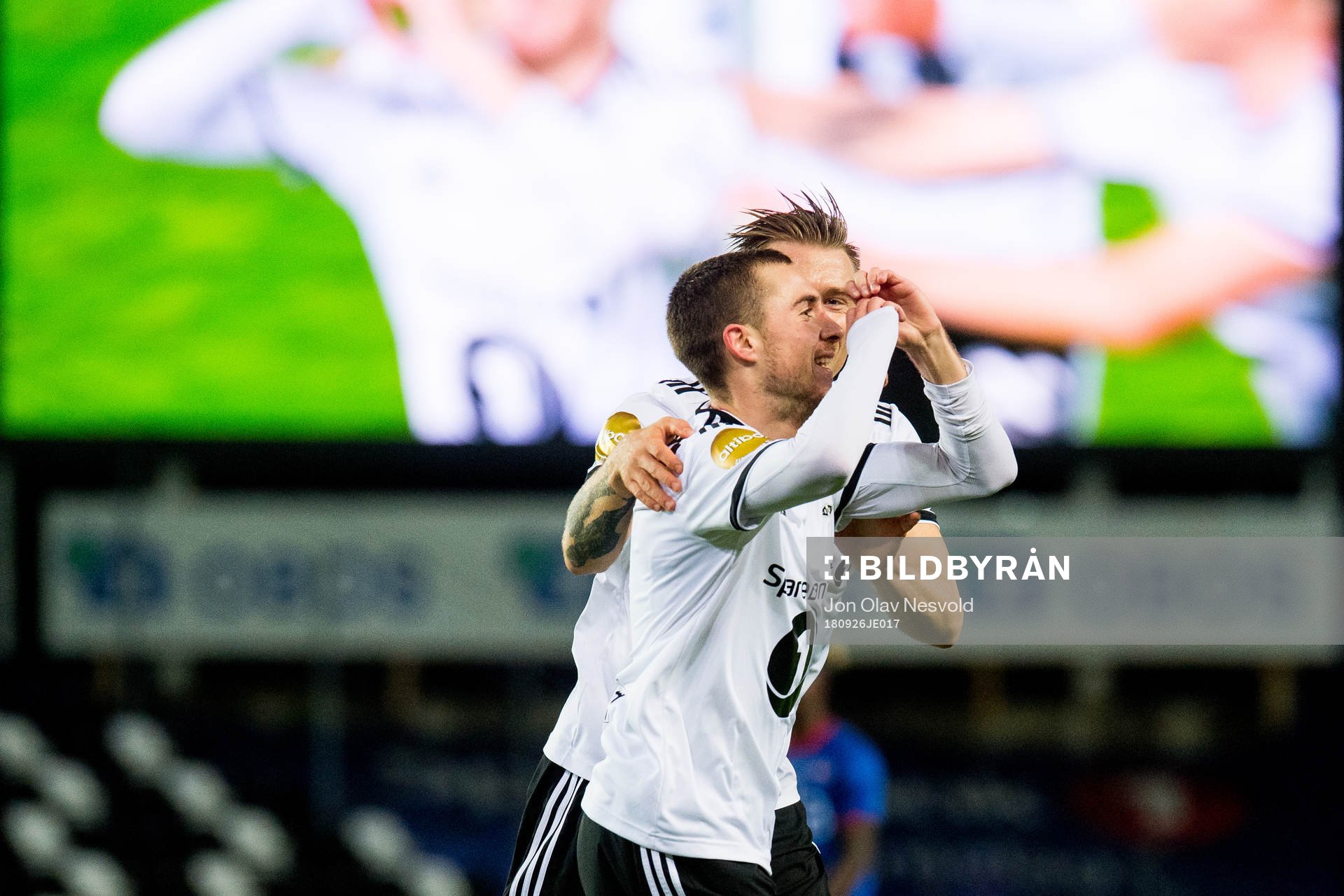 Djordje Denic of Rosenborg celebrates with teammate