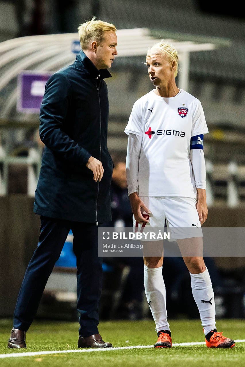 Rosengårds tränare Jonas Eidevall och Caroline Seger i
