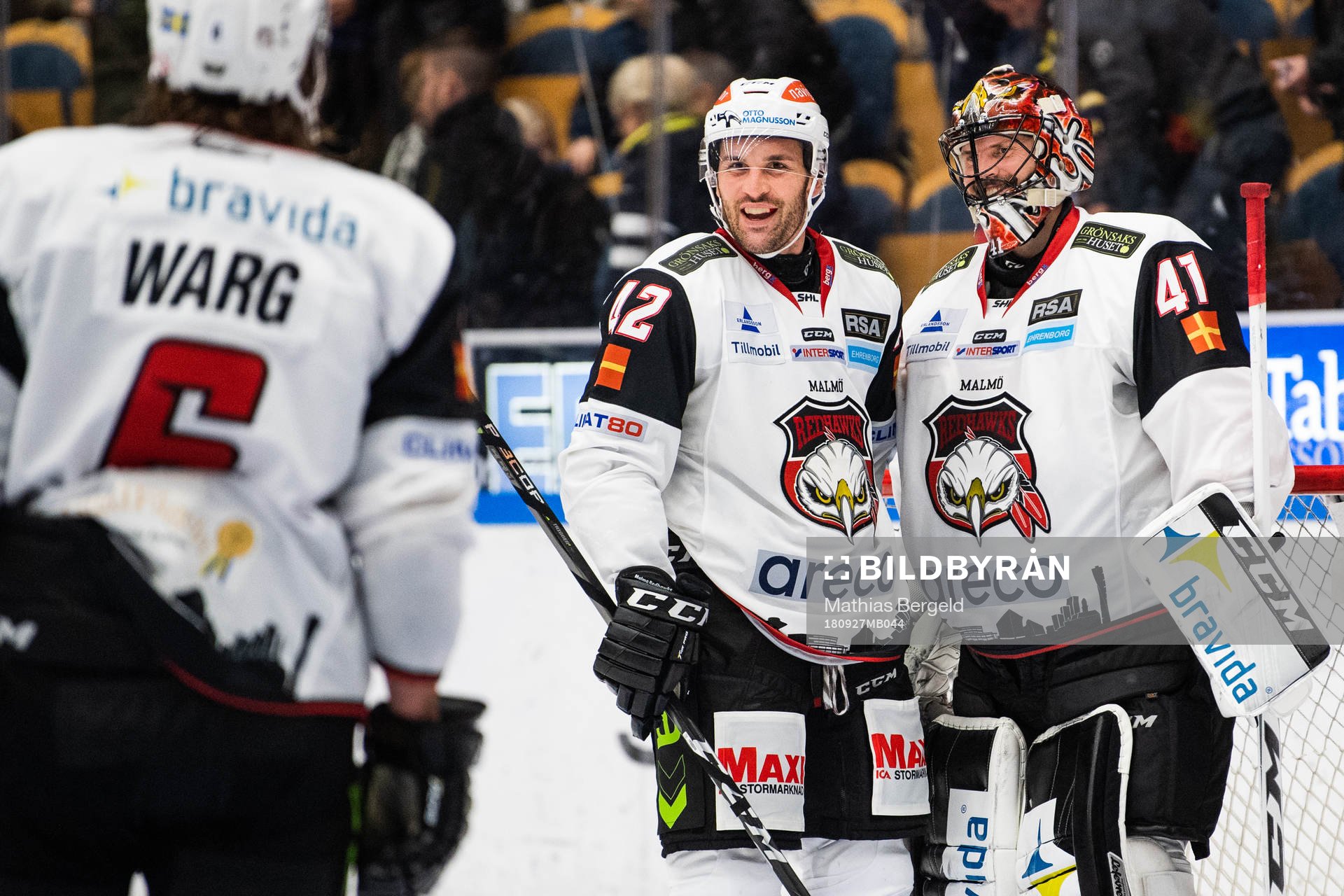 Malmö Redhawks Niklas Arell och målvakt Cristopher