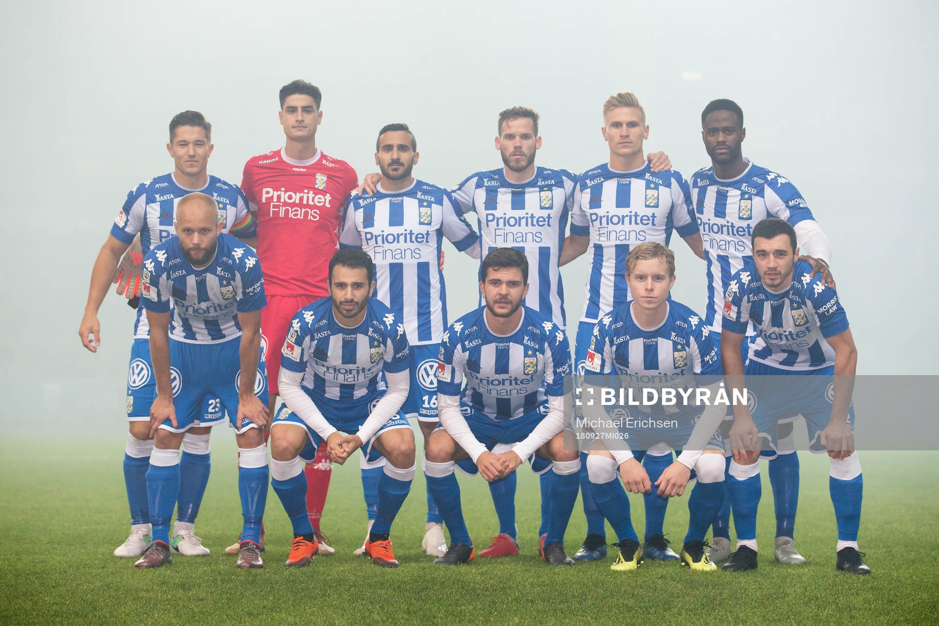 IFK Göteborgs startelva uppe fr.v. David Boo Wiklander,