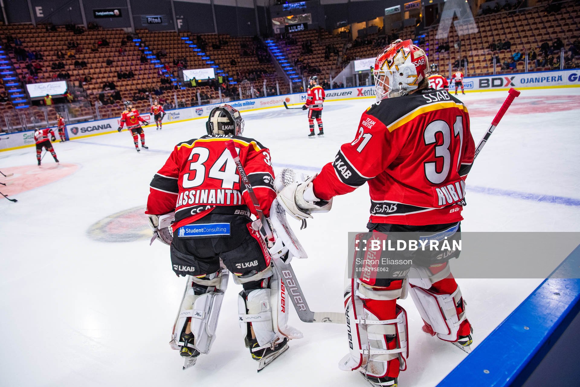 Luleås målvakt Joel Lassinatti och målvakt Niklas Rubin