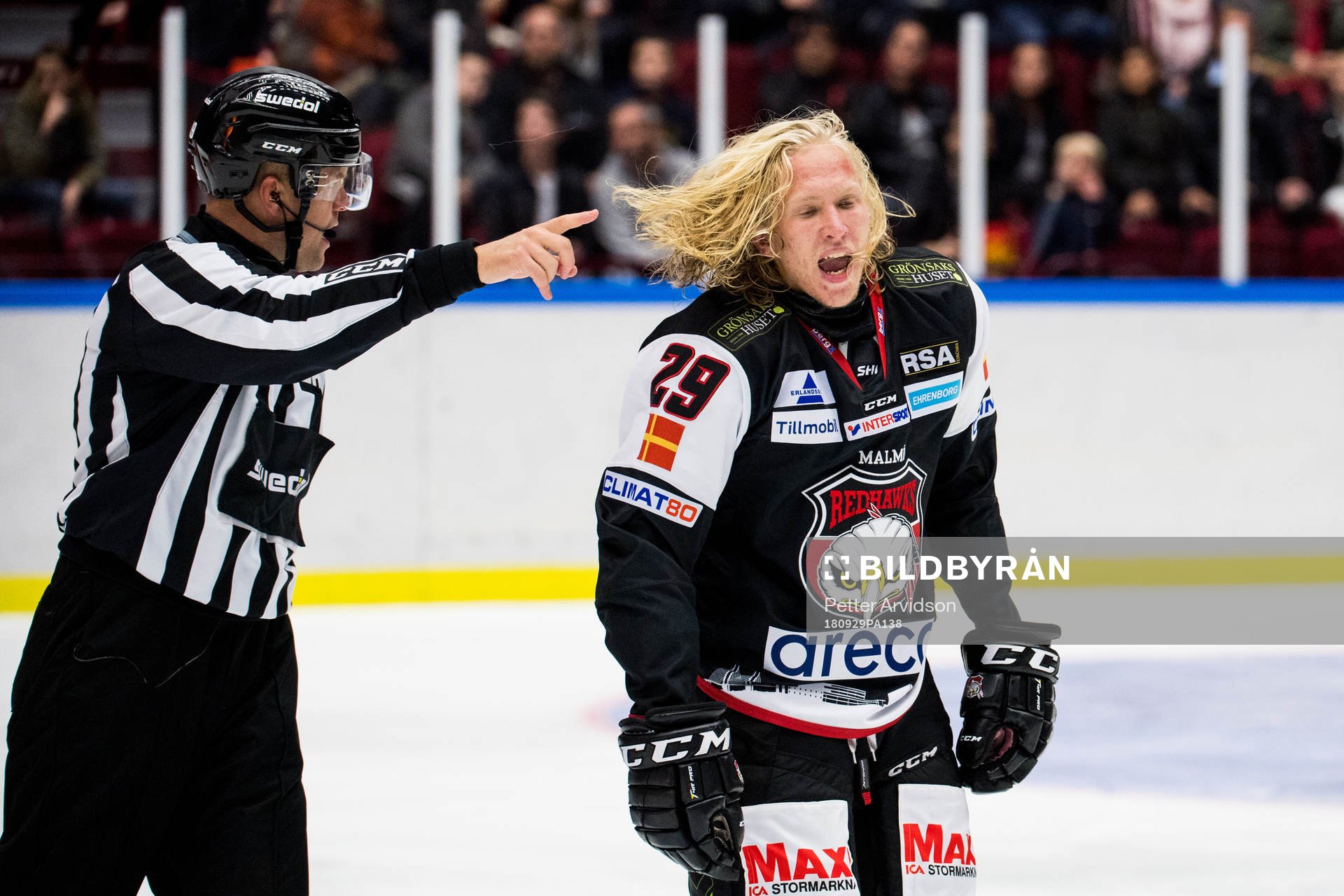 Domare Ludvig Lundgren och Malmö Redhawks Marcus
