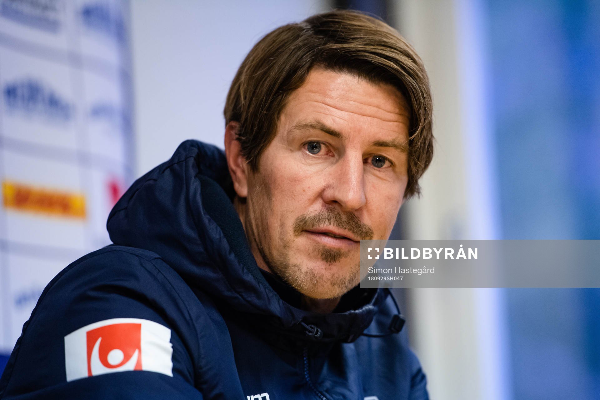 Sirius tränare Thomas Lagerlöf under presskonferensen efter fotbollsmatchen i Allsvenskan mellan Sirius och Norrköping den 29 september 2018 i Uppsala.