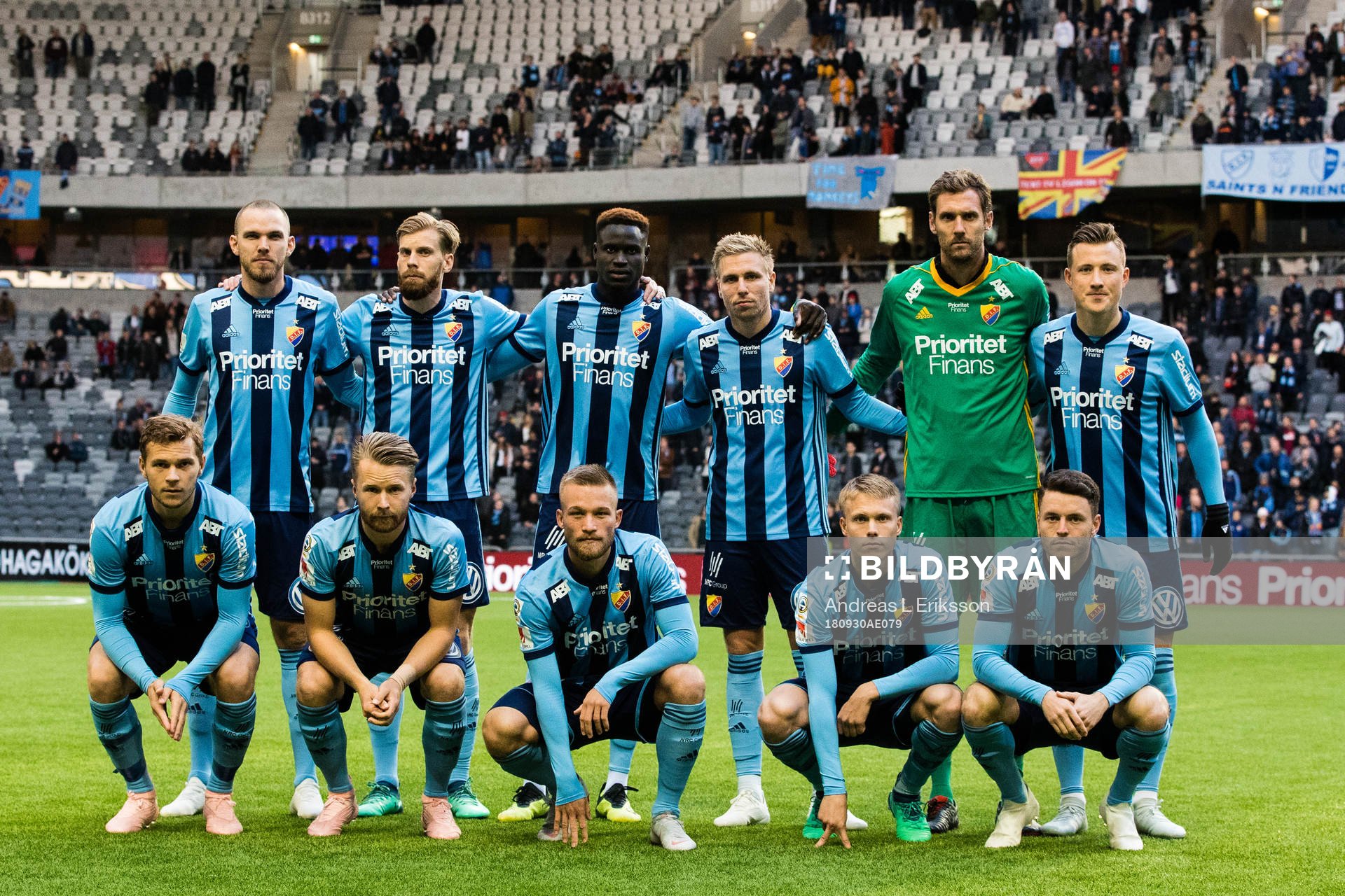 Djurgårdens startelva innan fotbollsmatchen i Allsvenskan