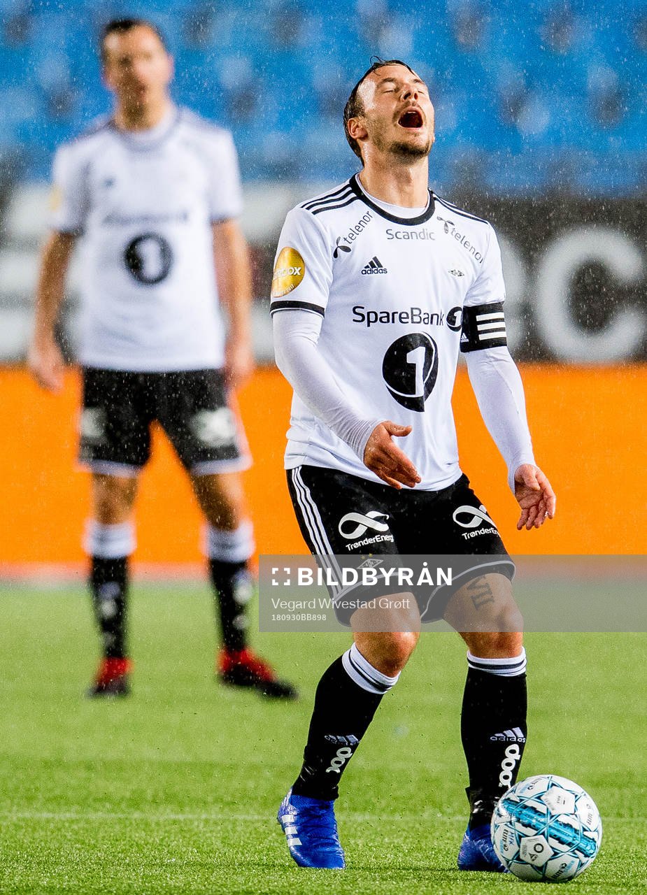 Mike Jensen of Rosenborg reacts