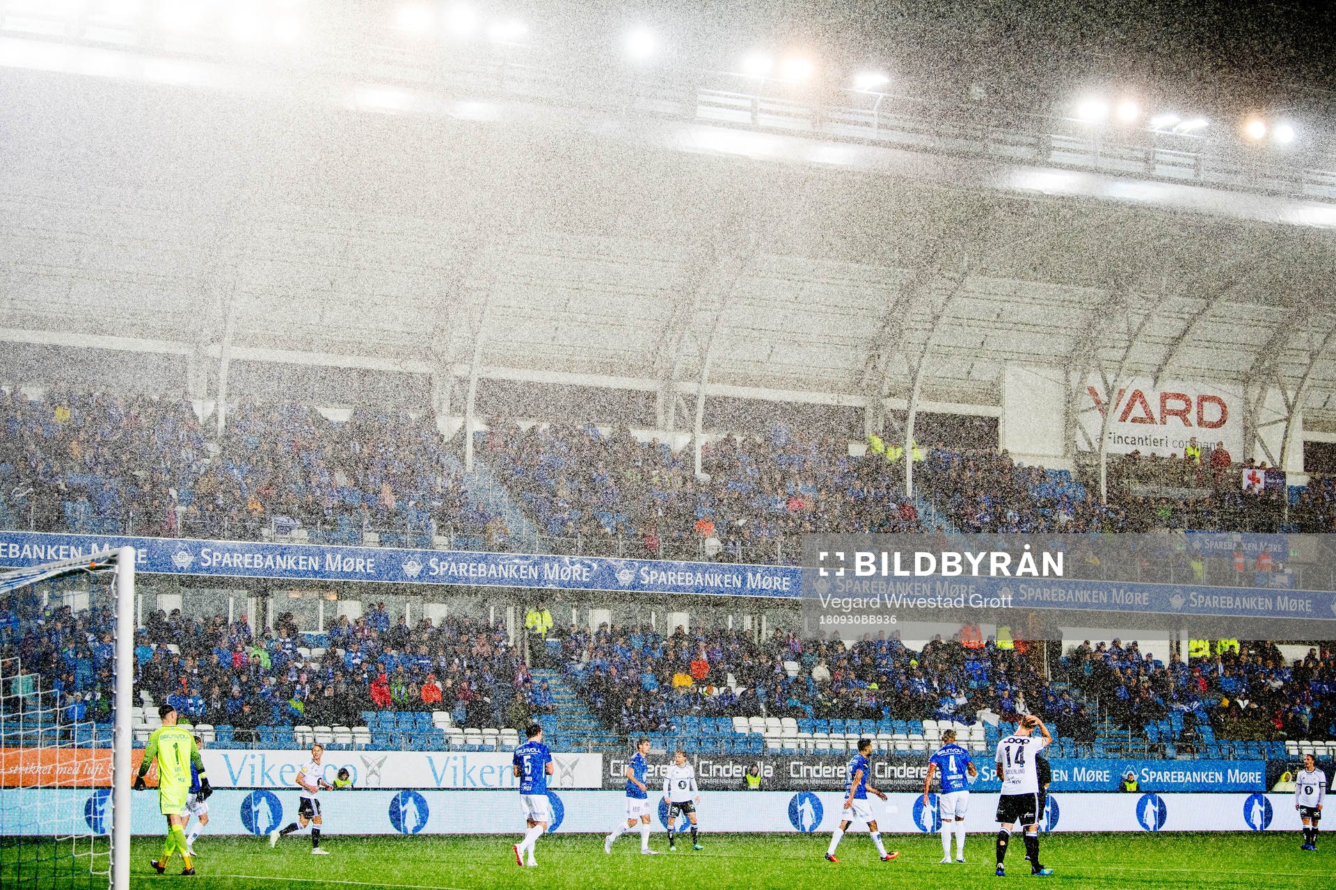 Heavy rain at Aker stadion