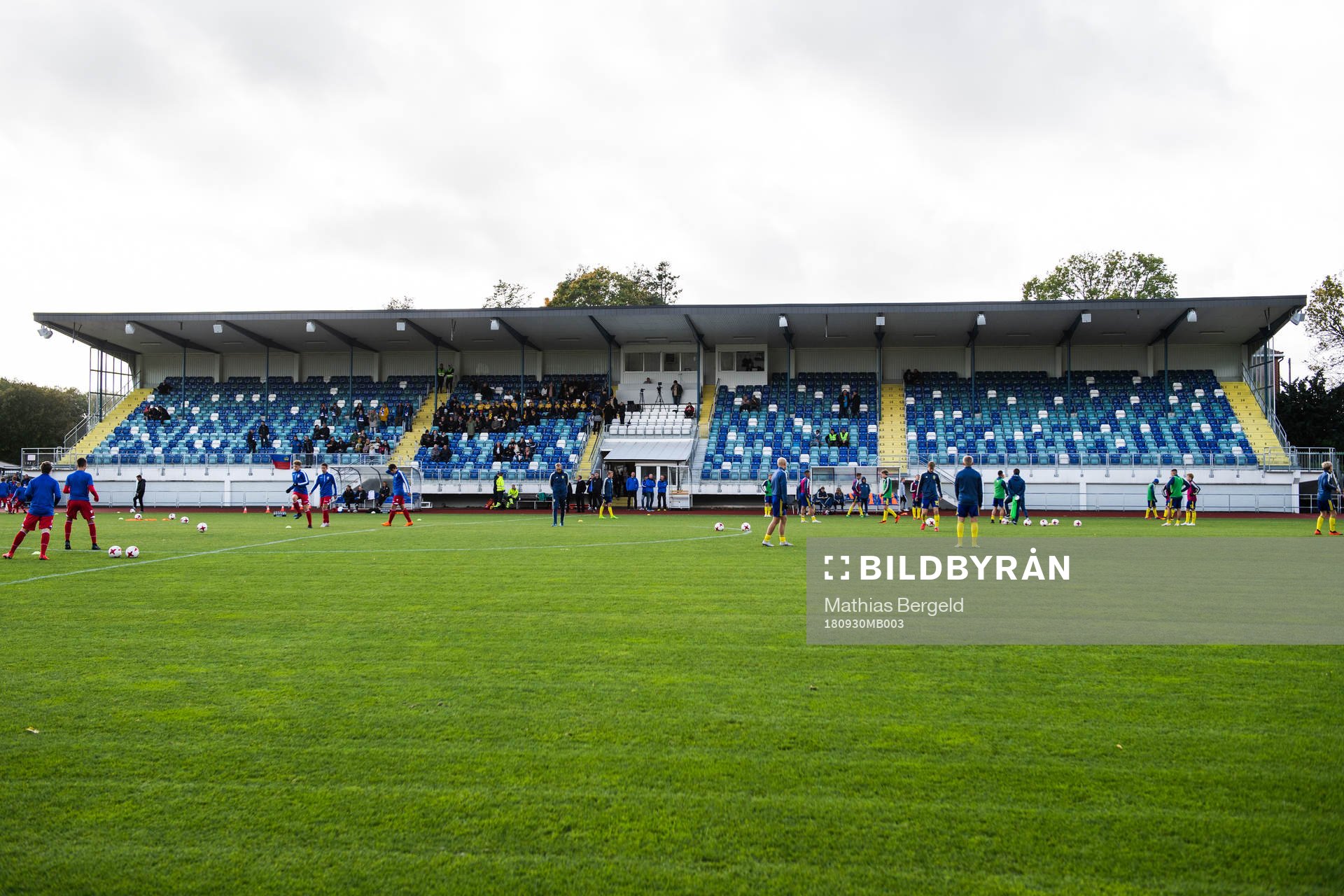 Exteriör vy över Rimnersvallen inför EM-kvalmatchen  i fotboll mellan Sverige - Lichtenstein den 30 september 2018 i Uddevalla.