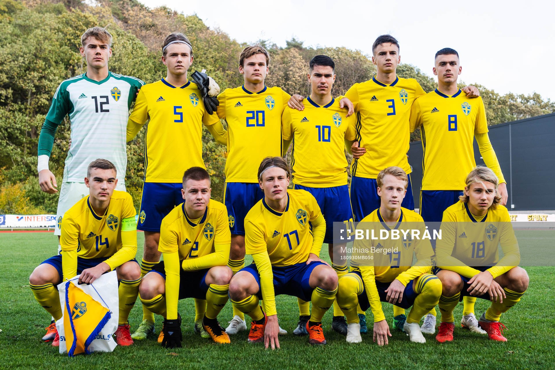 (övre raden från vänster) målvakt Filip Jörgensen,
