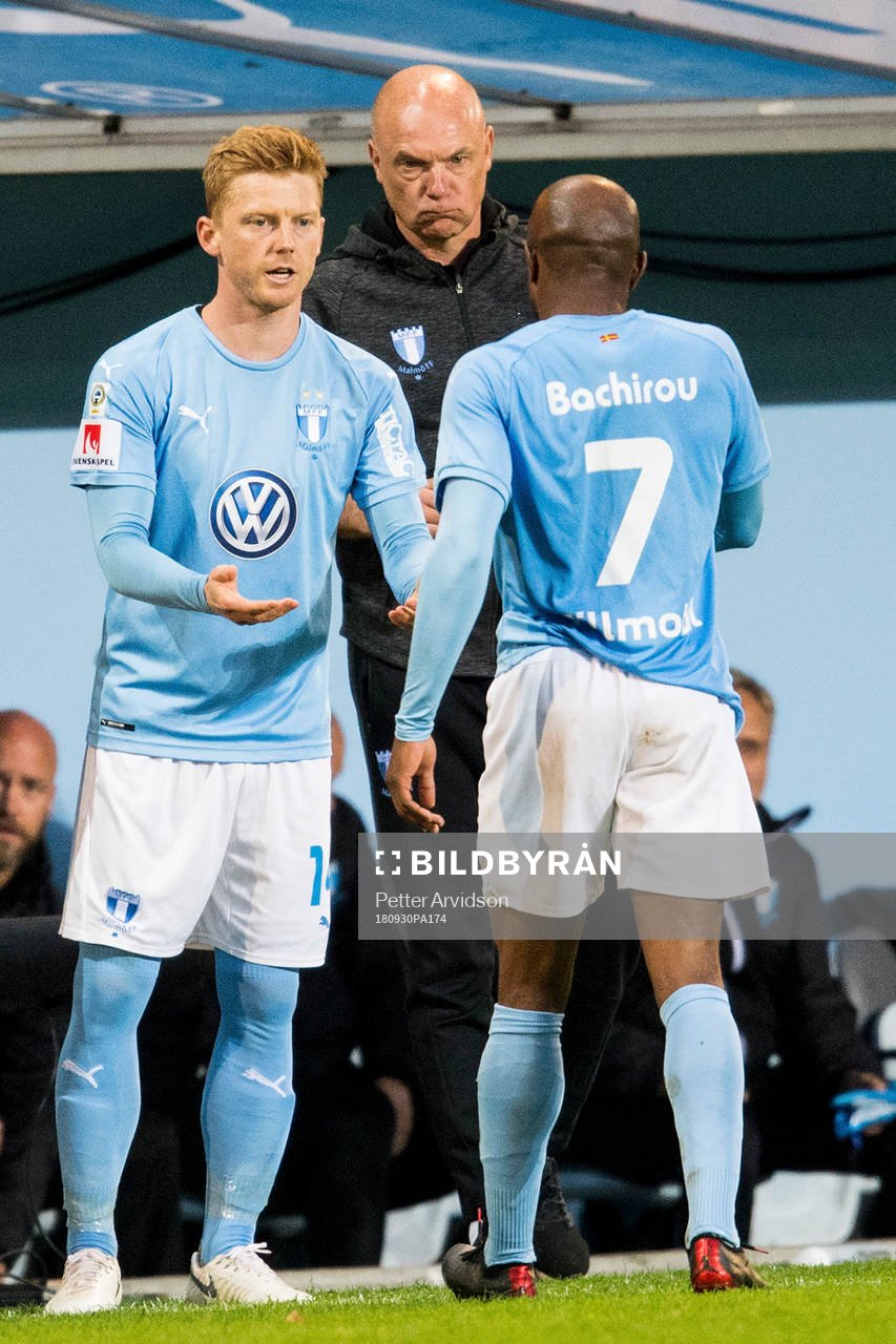 Malmö FFs Anders Christiansen bytet med Fouad Bachirou