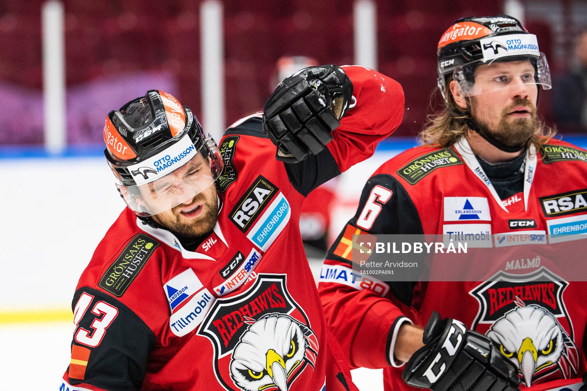Malmö Redhawks Nichlas Hardt  grimaserar