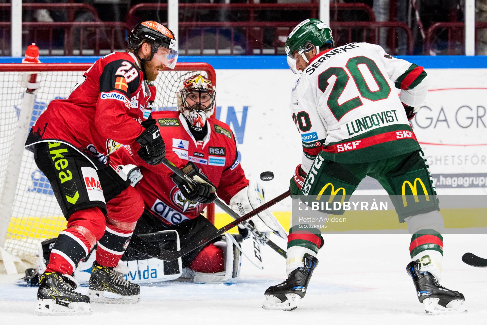 Frölundas Joel Lundqvist oroar mot Malmö Redhawks Jens