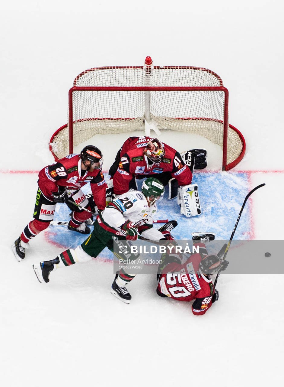 Frölundas Joel Lundqvist oroar mot Malmö Redhawks