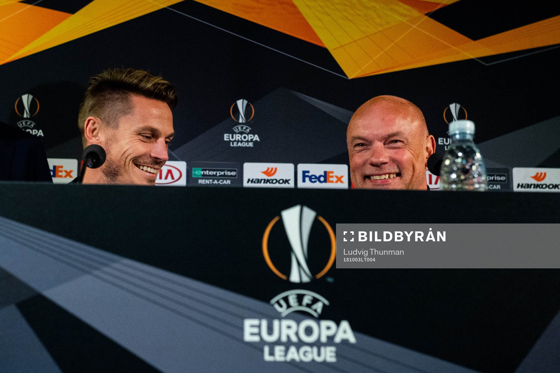 Markus Rosenberg and head coach Uwe Rösler of Malmö FF