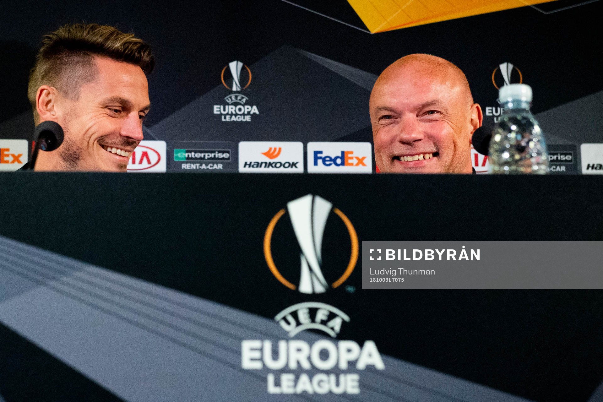 Markus Rosenberg and head coach Uwe Rösler of Malmö FF