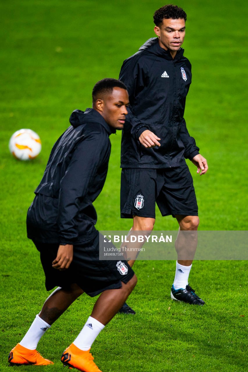 Pepe of Besiktas during a press conference and practice with Besiktas ahead of the Europa League match between Malmö FF and Besiktas on October 3, 2018 in Malmö.