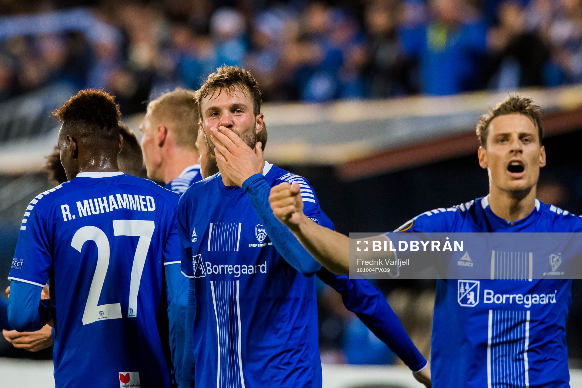 Patrick Mortensen of Sarpsborg 08 celebrates with his
