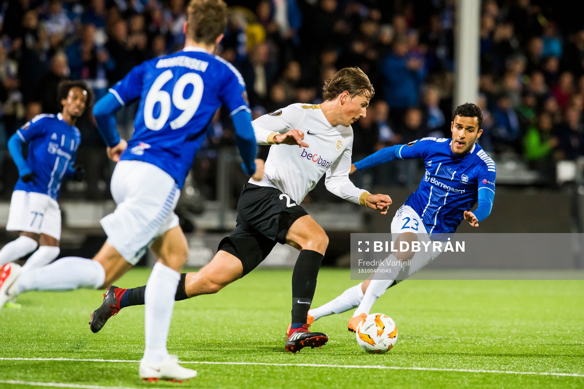 Sander Berge of Genk and Harmet Singh of Sarpsborg 08