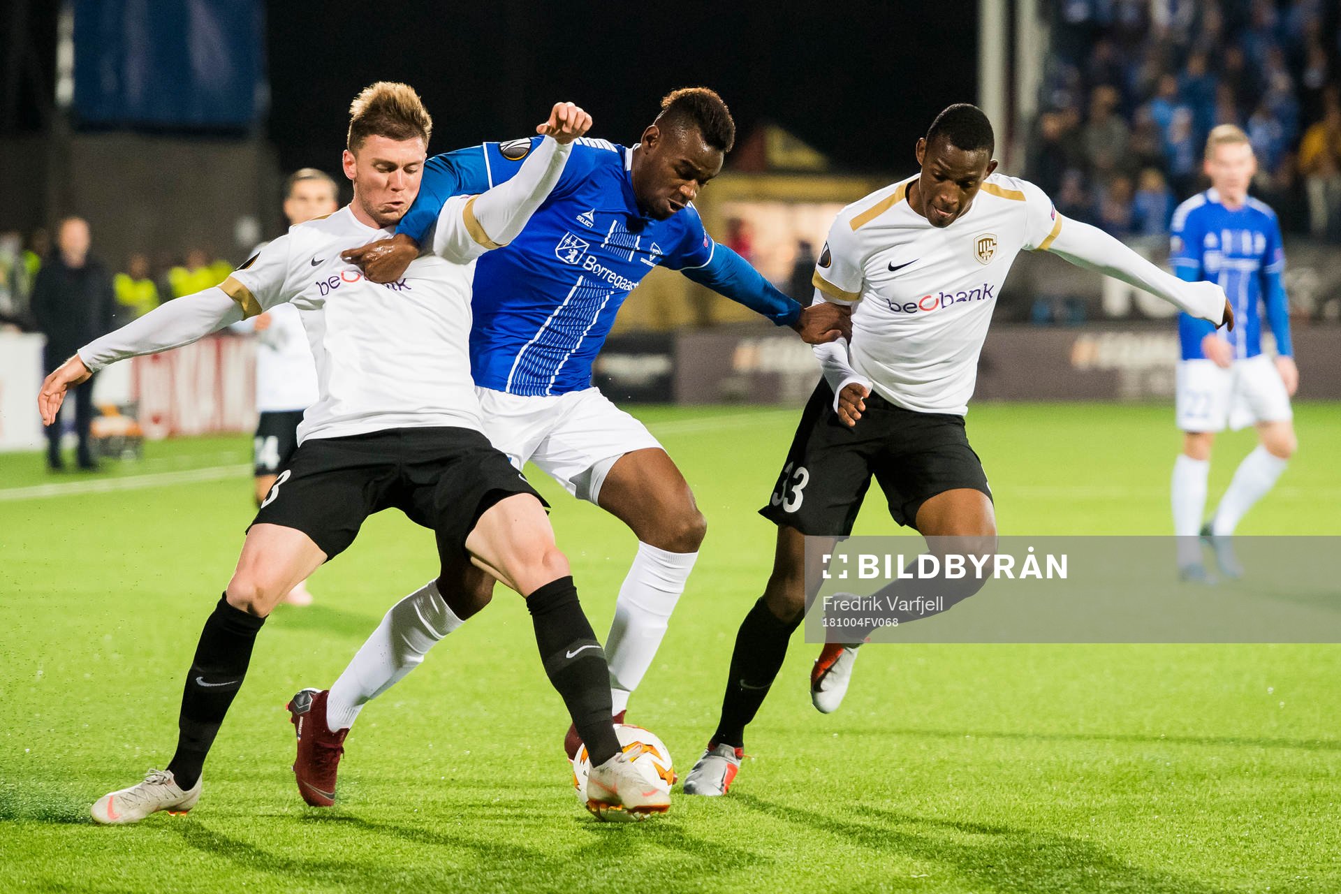 Bojan Nastic of Genk, Rashad Muhammed of Sarpsborg 08 and