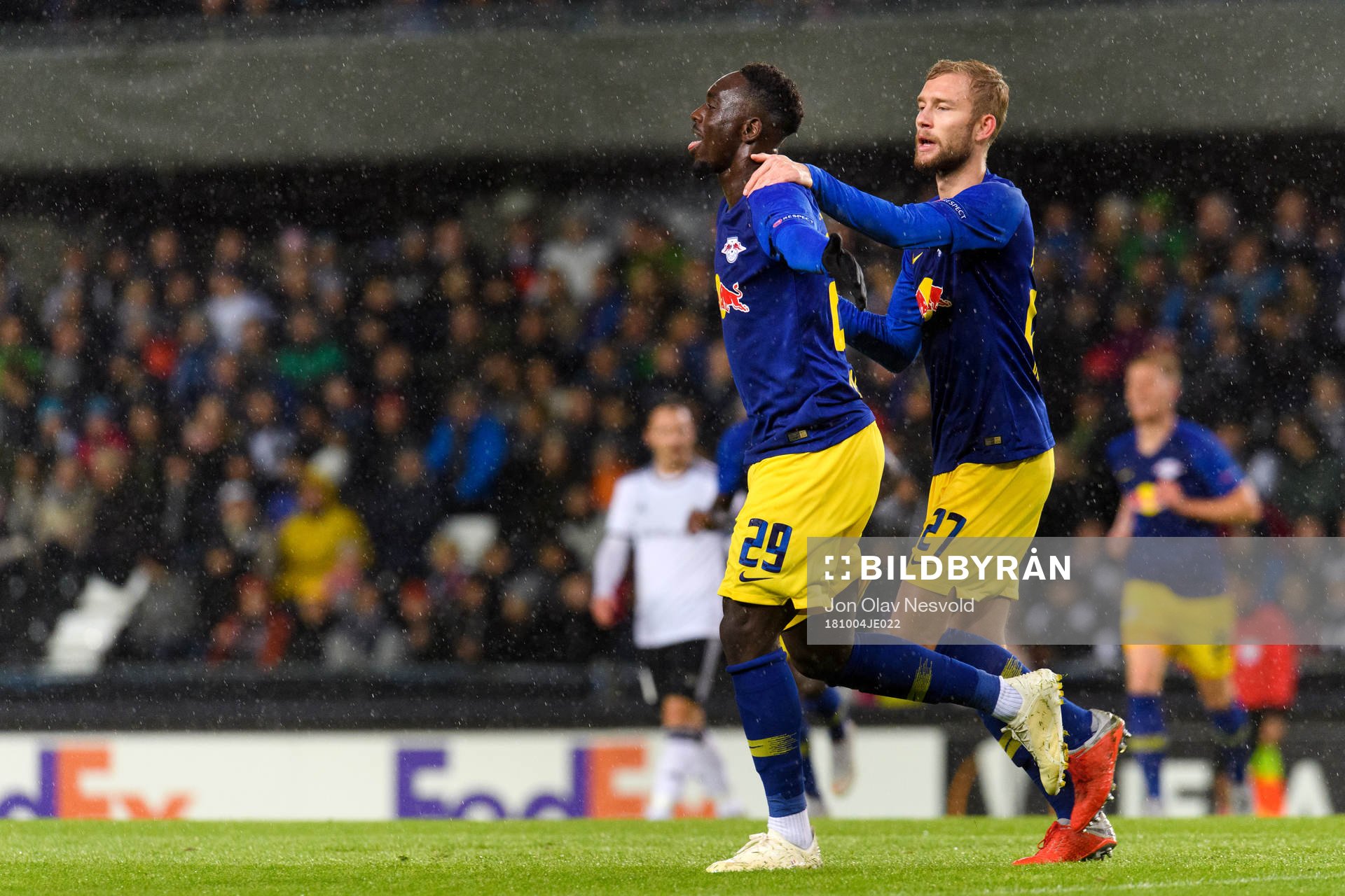 Jean-Kevin Augustin and Konrad Laimer of RB Leipzig