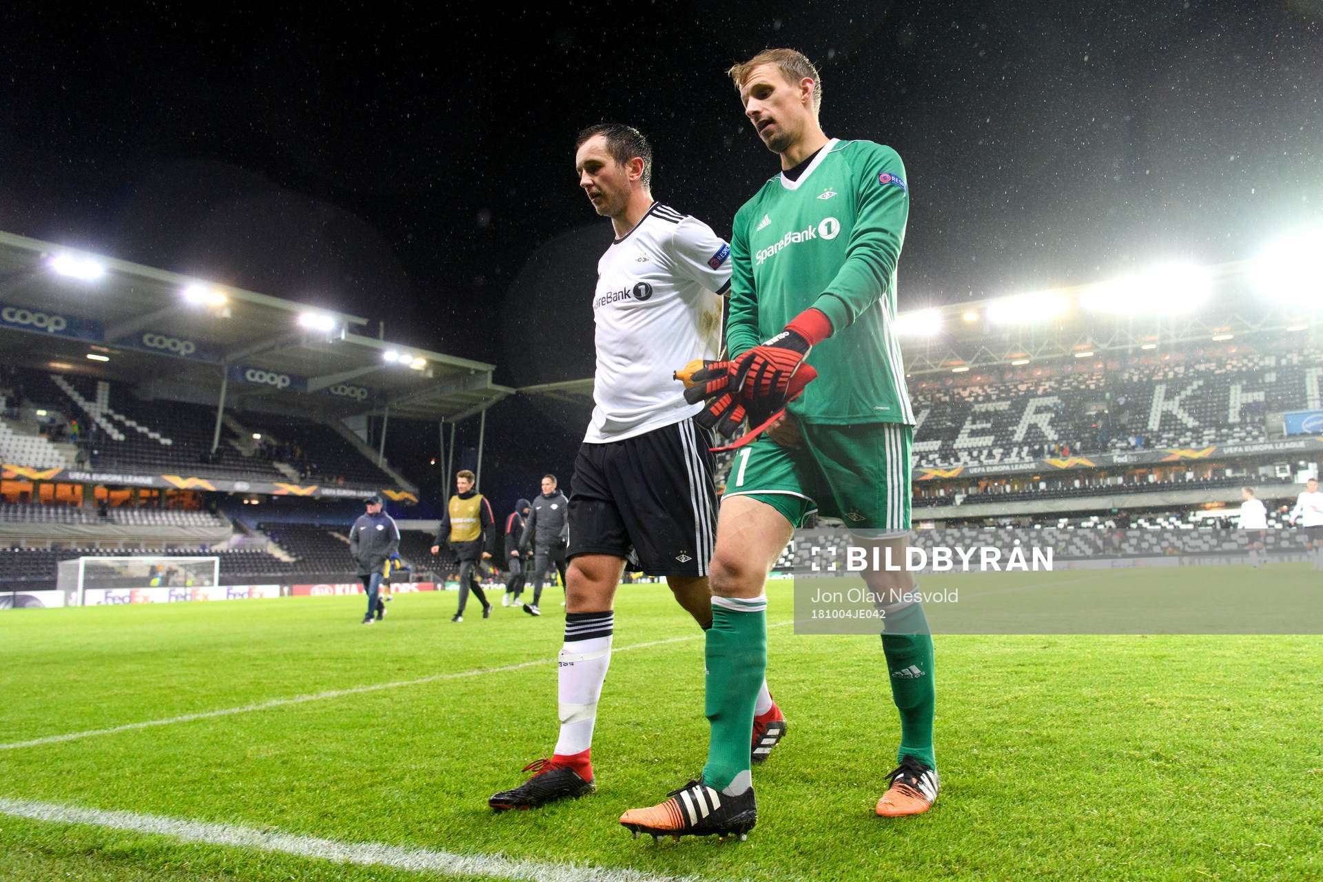 Even Hovland and goalkeeper André Hansen of Rosenborg