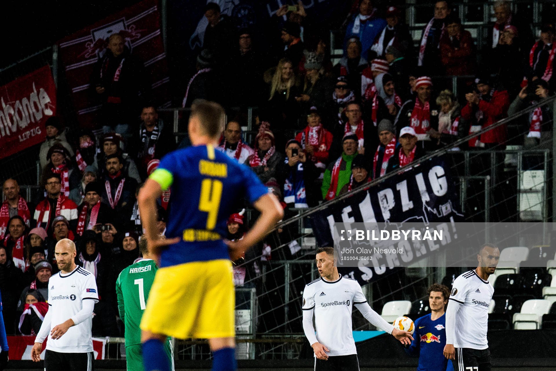 Alex Gersbach and Issam Jebali of Rosenborg during the Europa League match between Rosenborg and RB Leipzig on October 4, 2018 in Trondheim.
