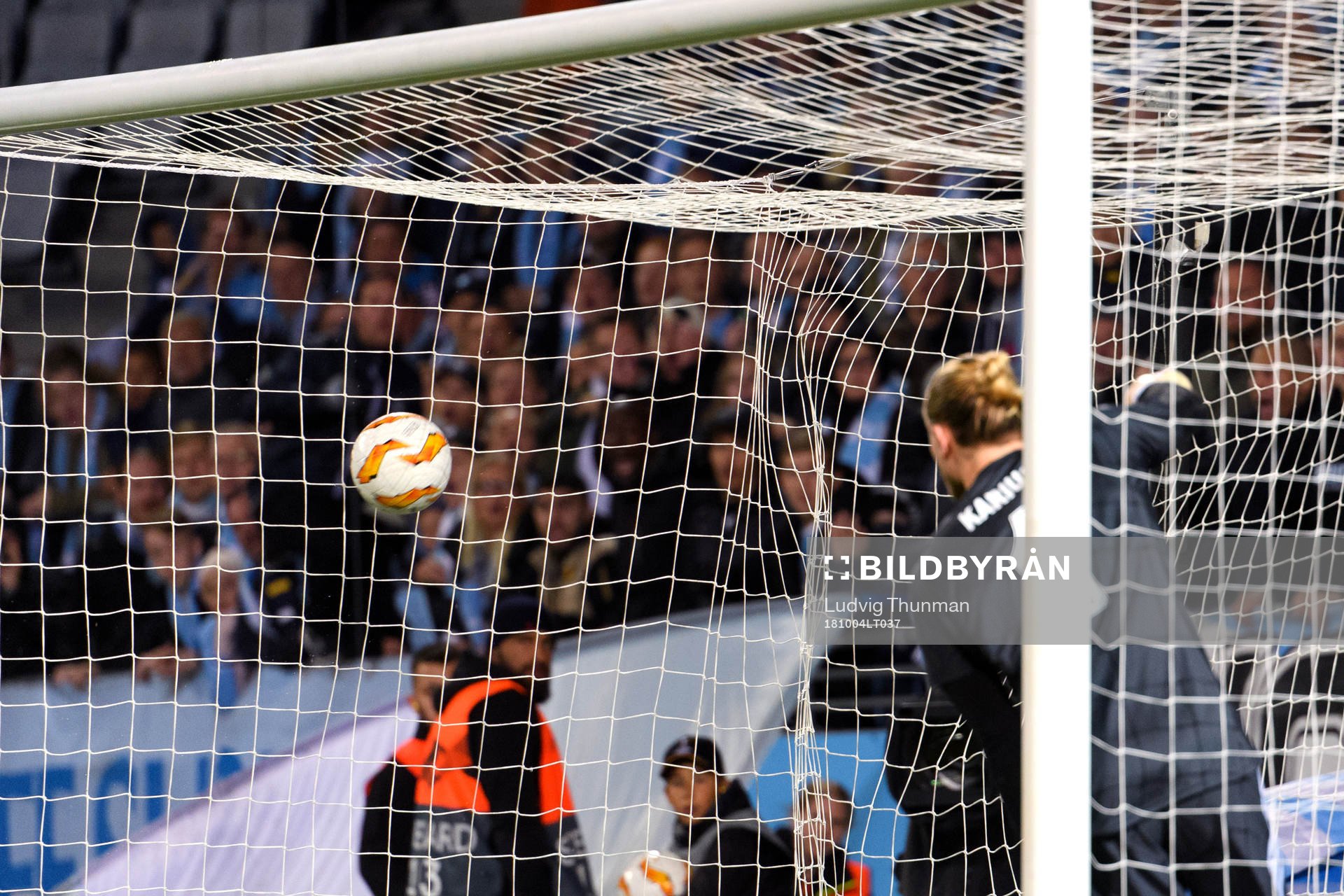 Andreas Vindheim of Malmö FF scores 1-0 behind Goalkeeper