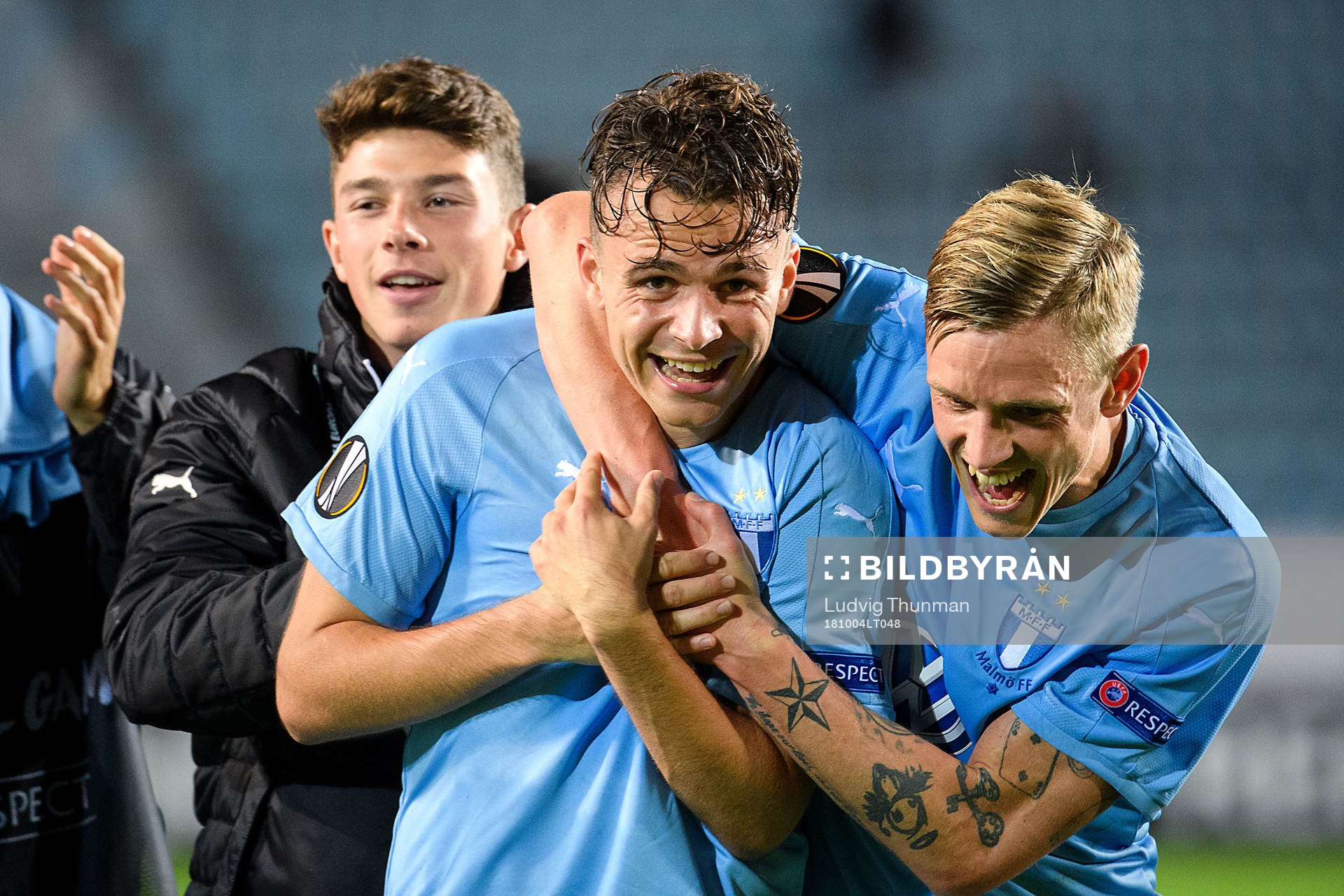 Andreas Vindheim and Sören Rieks of Malmö FF celebrates after the Europa League group stage match between Malmö FF and Besiktas on October 4, 2018 in Malmö.