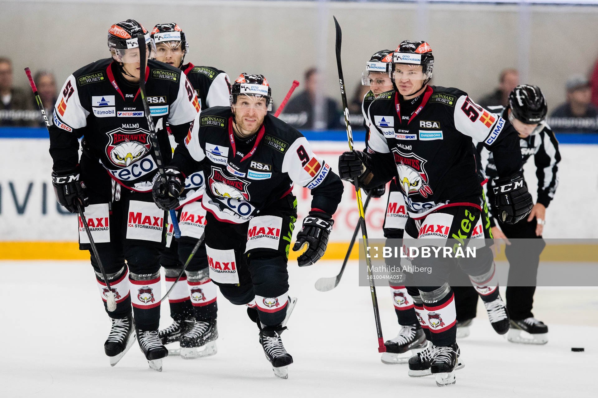 Malmö Redhawks Emil Sylvegård , Frederik Storm och Tobias