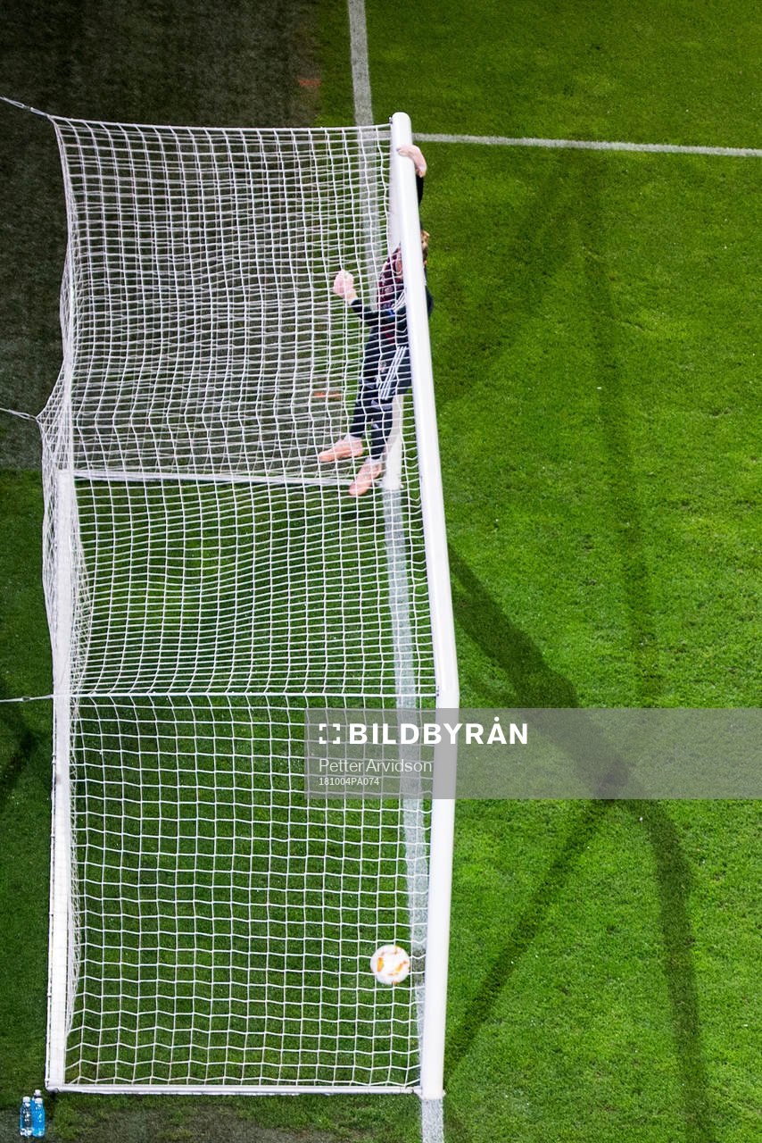 Andreas Vindheim of Malmö FF (not pictured) scores the 1-0