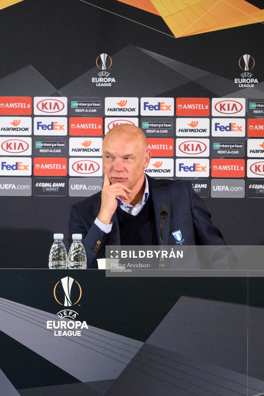 Uwe Rösler, head coach of Malmö FF an a press conference
