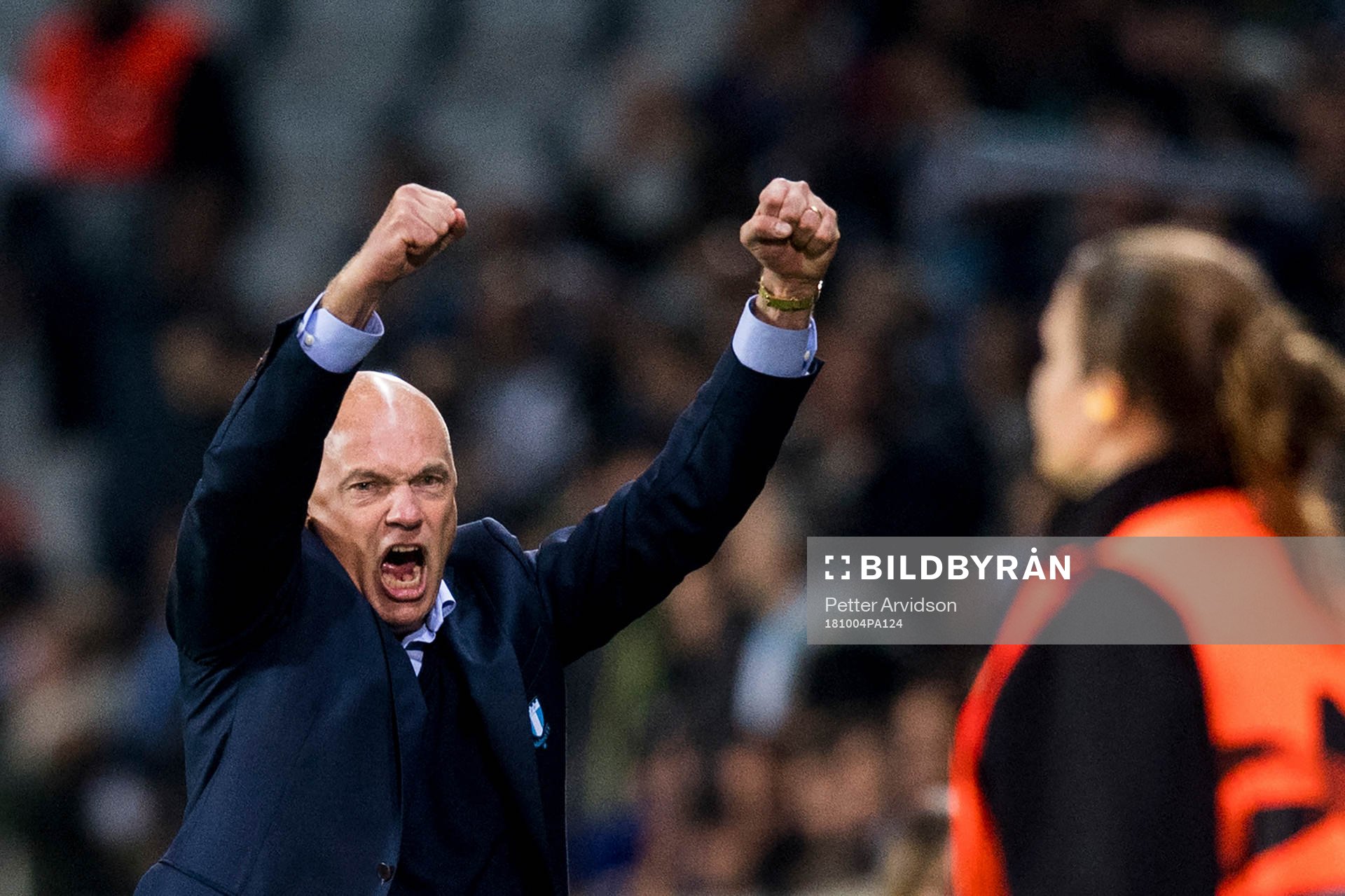 Uwe Rösler, head coach of Malmö FF celebrates
