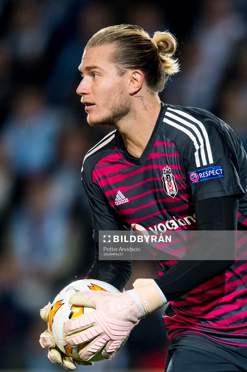 Goalkeeper Loris Karius of Besiktas during the Europa League group stage match between Malmö FF and Besiktas on October 4, 2018 in Malmö.