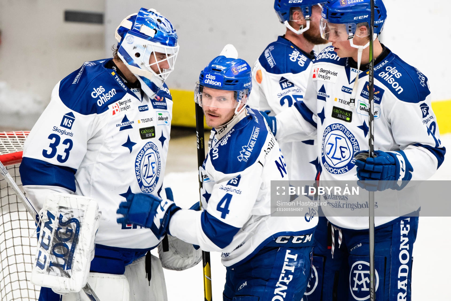 Leksands målvakt Axel Brage, Mattias Nilsson  och Wilde