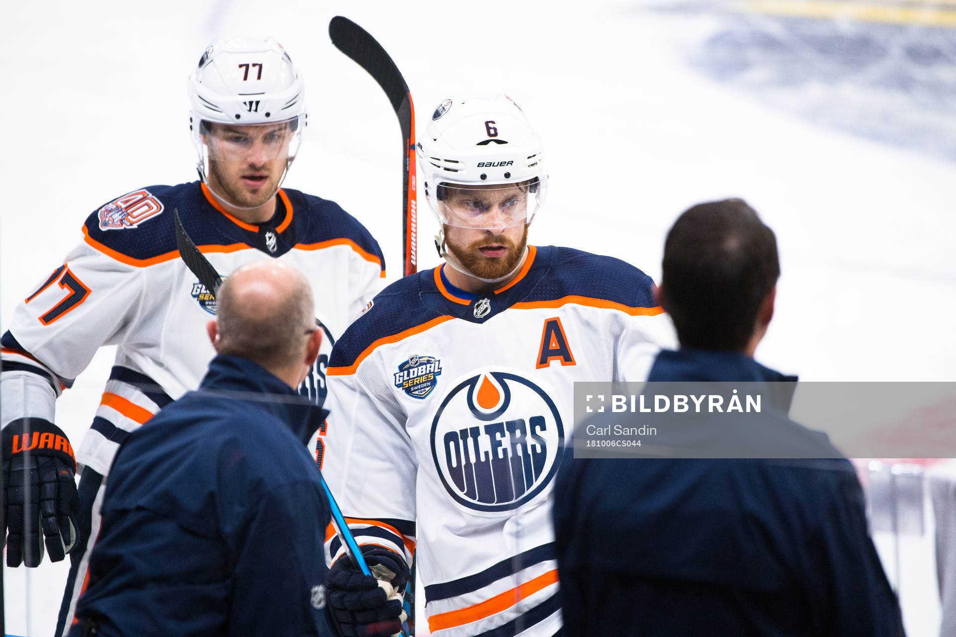 Oscar Klefbom and Adam Larsson of the Edmonton Oilers