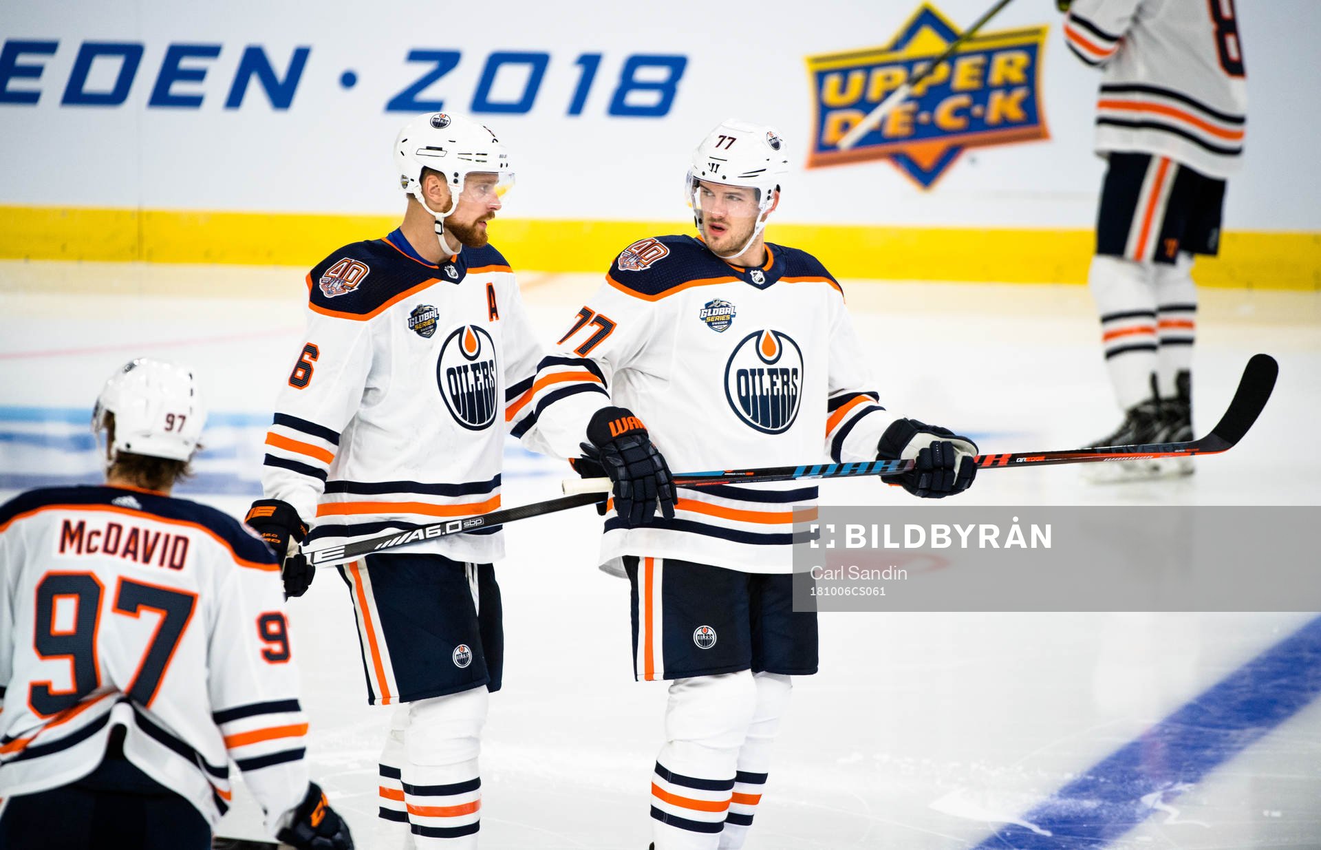 Connor McDavid , Adam Larsson and Oscar Klefbom of the