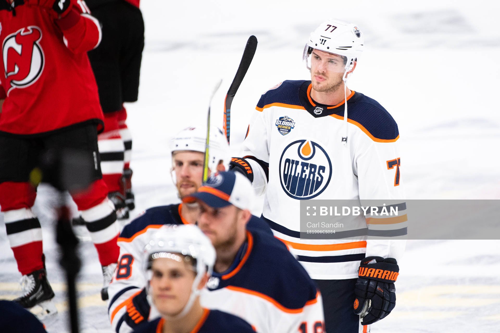 Oscar Klefbom of the Edmonton Oilers looks dejected