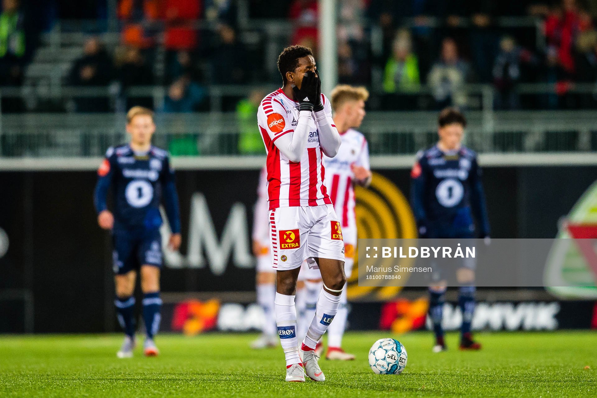Mushaga Bakenga of Tromsø looks dejected