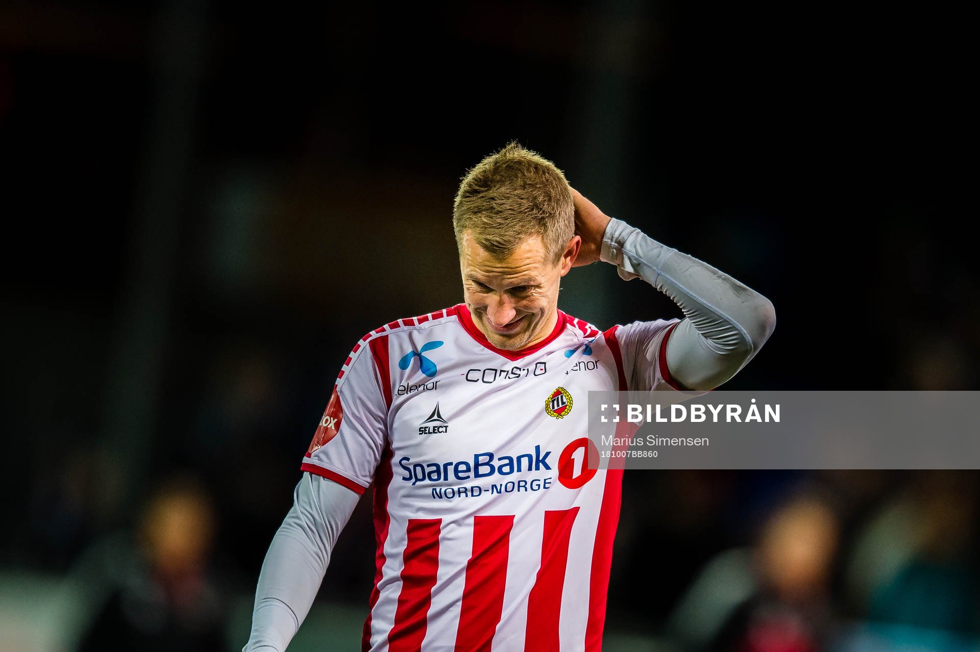 Morten Gamst Pedersen of Tromsø looks dejected after the Eliteserien match between Kristiansund and Tromsø on October 7, 2018 in Kristiansund.