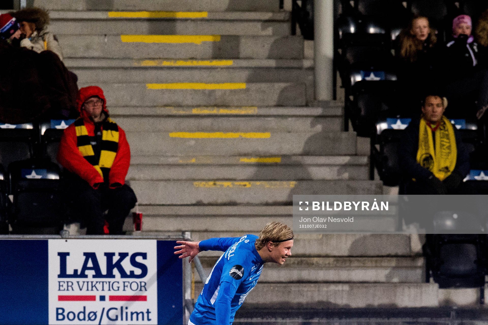 Erling Braut Håland of Molde celebrates the 0-1 goal during the Eliteserien match between Bodø/Glimt and Molde on October 7, 2018 in Bodø.