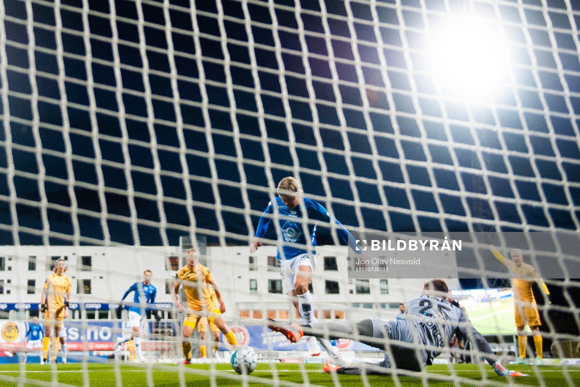 Erling Braut Håland of Molde scores the 0-1 goal behind