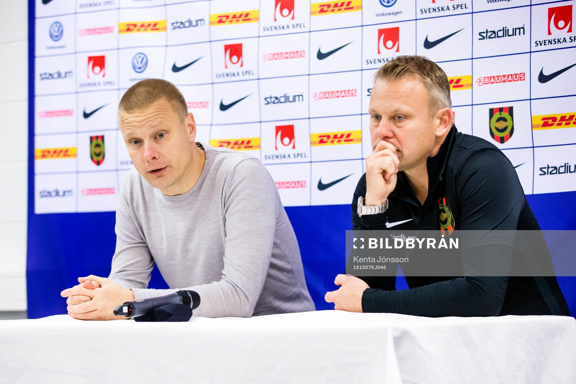 Hammarbys tränare Stefan Billborn och presskonferensen