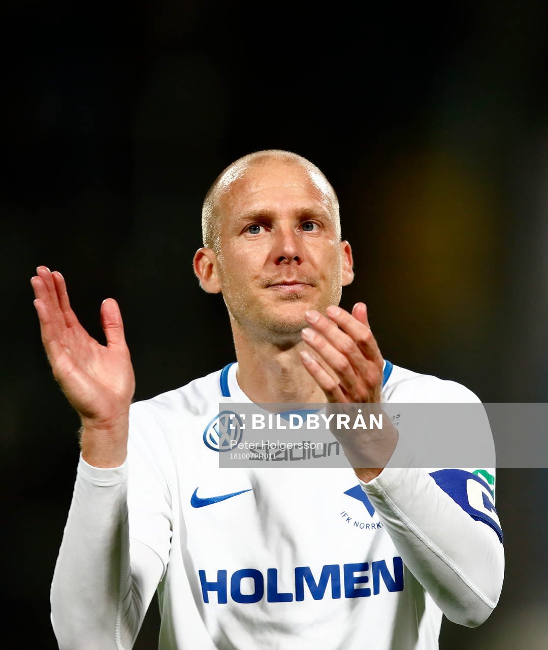 Norrköpings Andreas Johansson under fotbollsmatchen i Allsvenskan mellan Norrköping och Djurgården den 7 oktober 2018 i Norrköping.